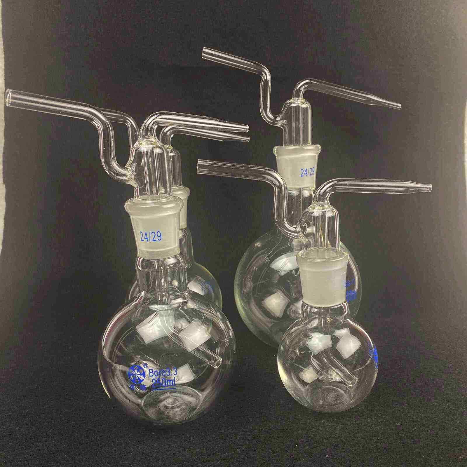 100-500ml 24/29 Joint Lab Borosilicate Glass Gas Washing Bottle Flat Bottom