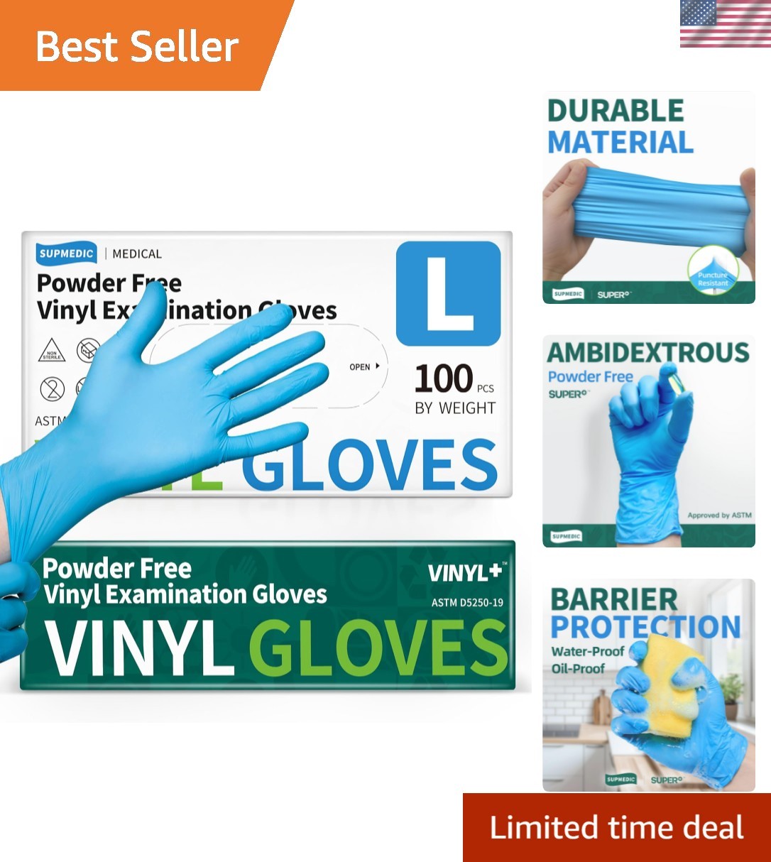 Vinyl Disposable Exam Gloves, 4Mil Powder-Free Latex-Free Food Grade Cooking …