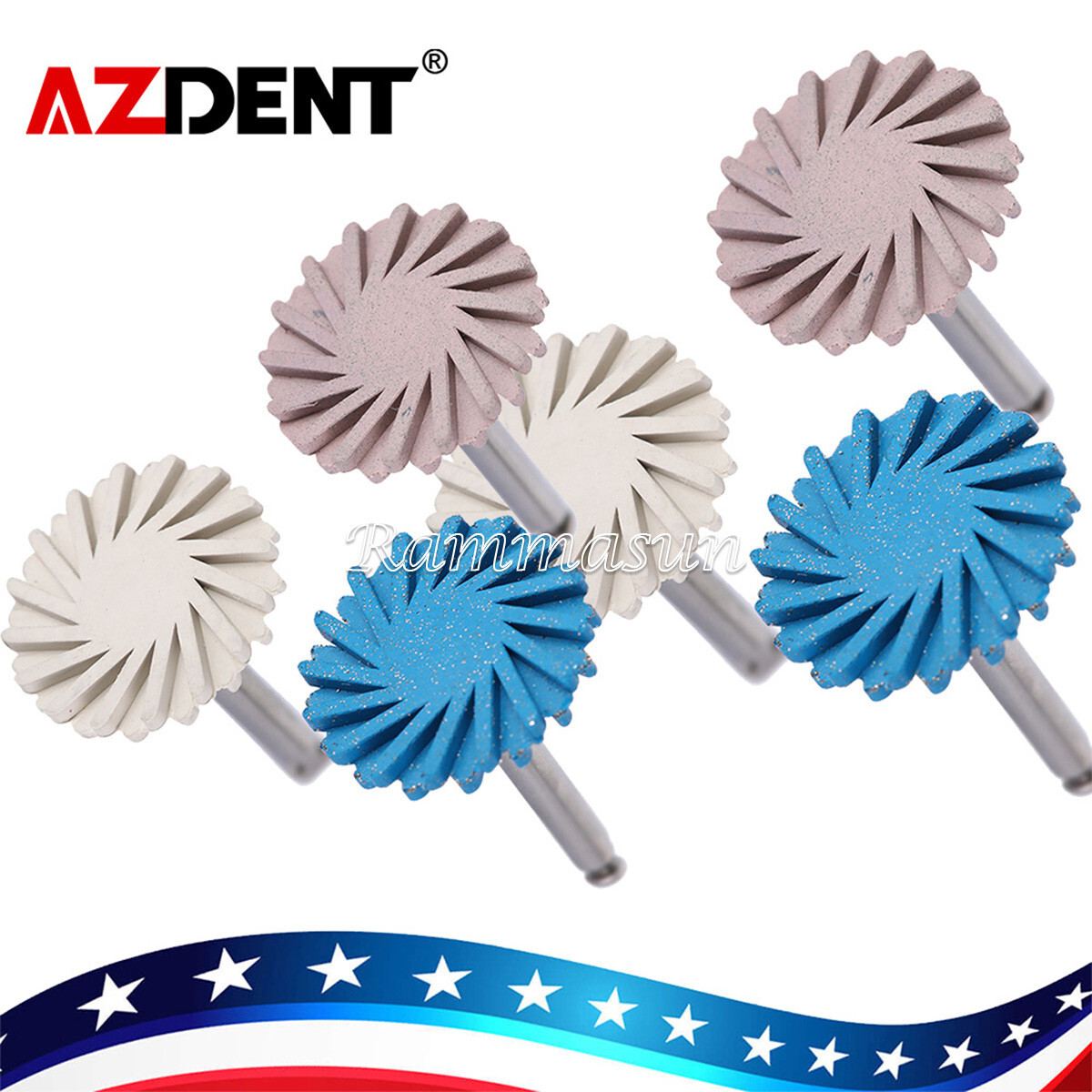 AZDENT Dental Composite Rotary Polishing Diamond System RA 14mm Wheel 6 Pcs/Set