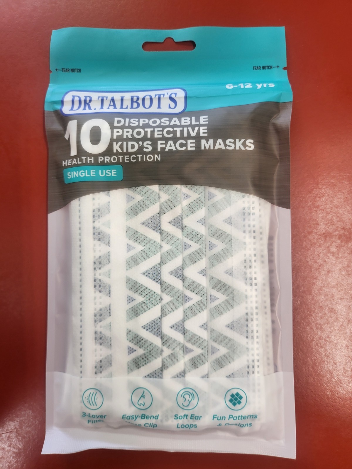 Dr. Talbot’s Disposable Kids Face Masks, 10 Pack, unisex Age 6-12
