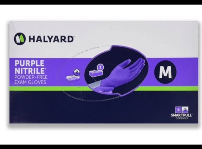 Halyard 55082 Nitrile Exam Gloves 5 Boxes of 100 = 500 Gloves – Purple – Medium