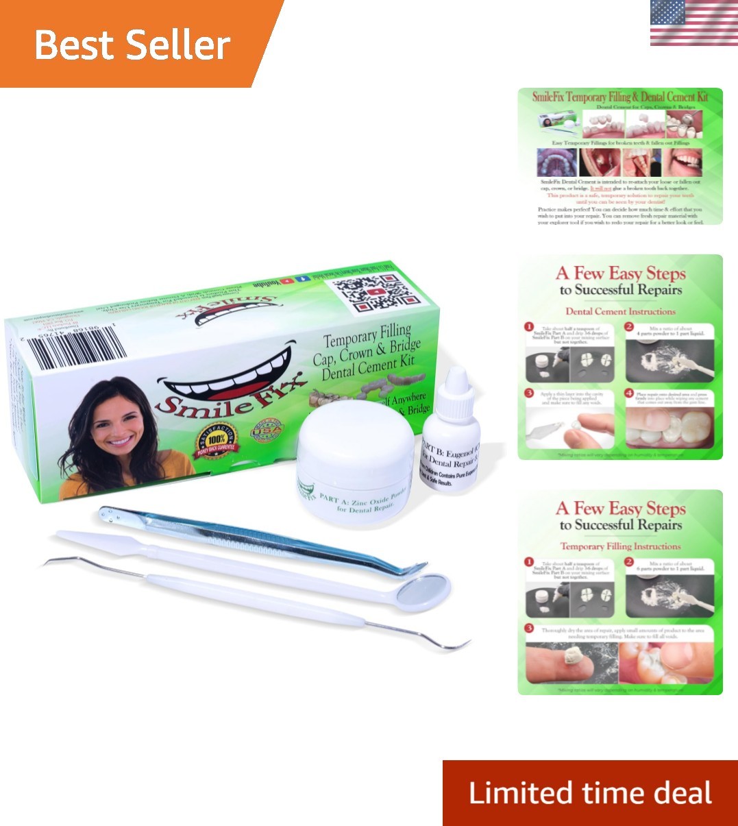 Filling, Cap, Crown & Bridge Dental Repair Kit – Sturdy Zinc Oxide & Eugenol …