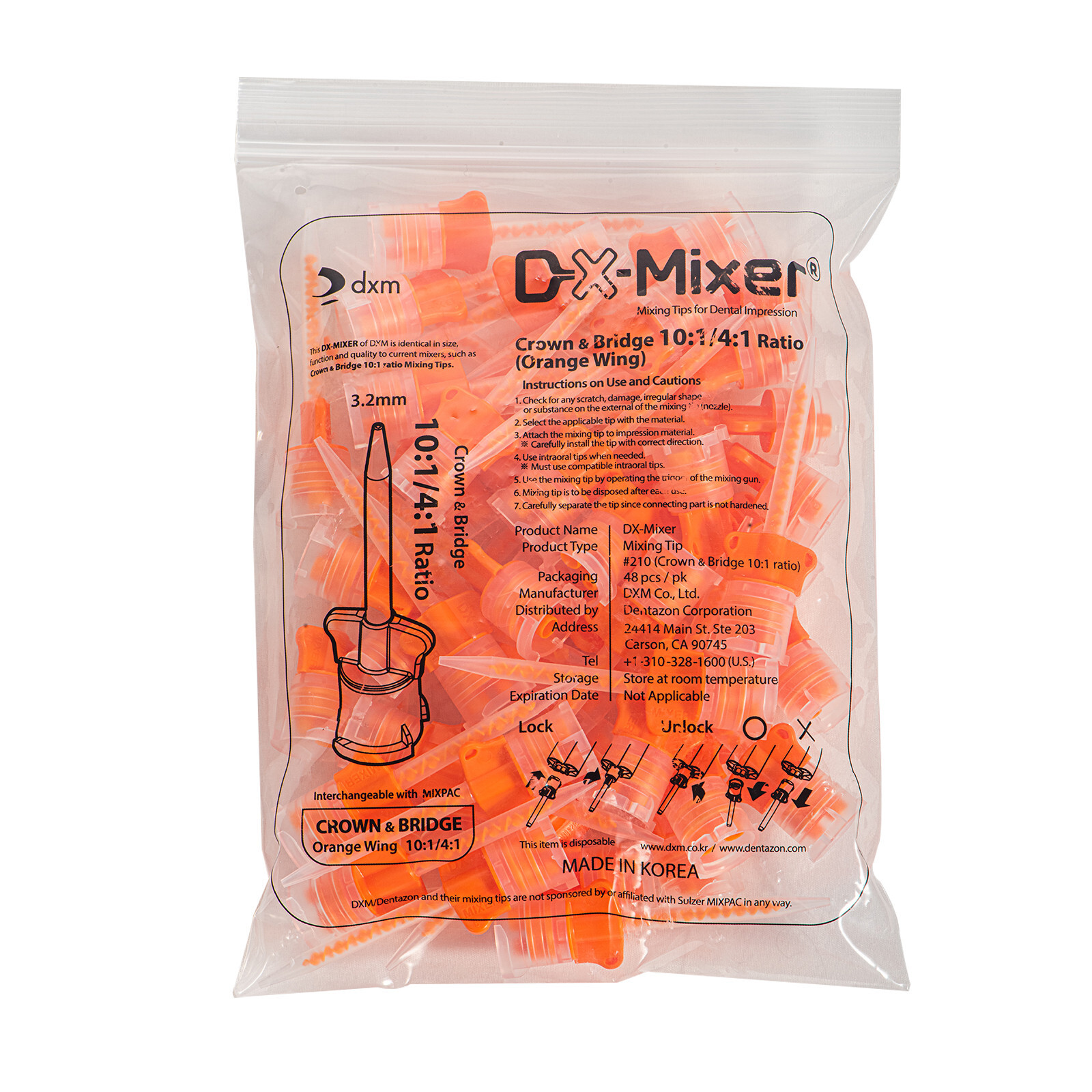 48Pcs/Bag DX-Mixer Dental HP Mixing Tips Crown & Bridge 10:1 /4:1 Ratio
