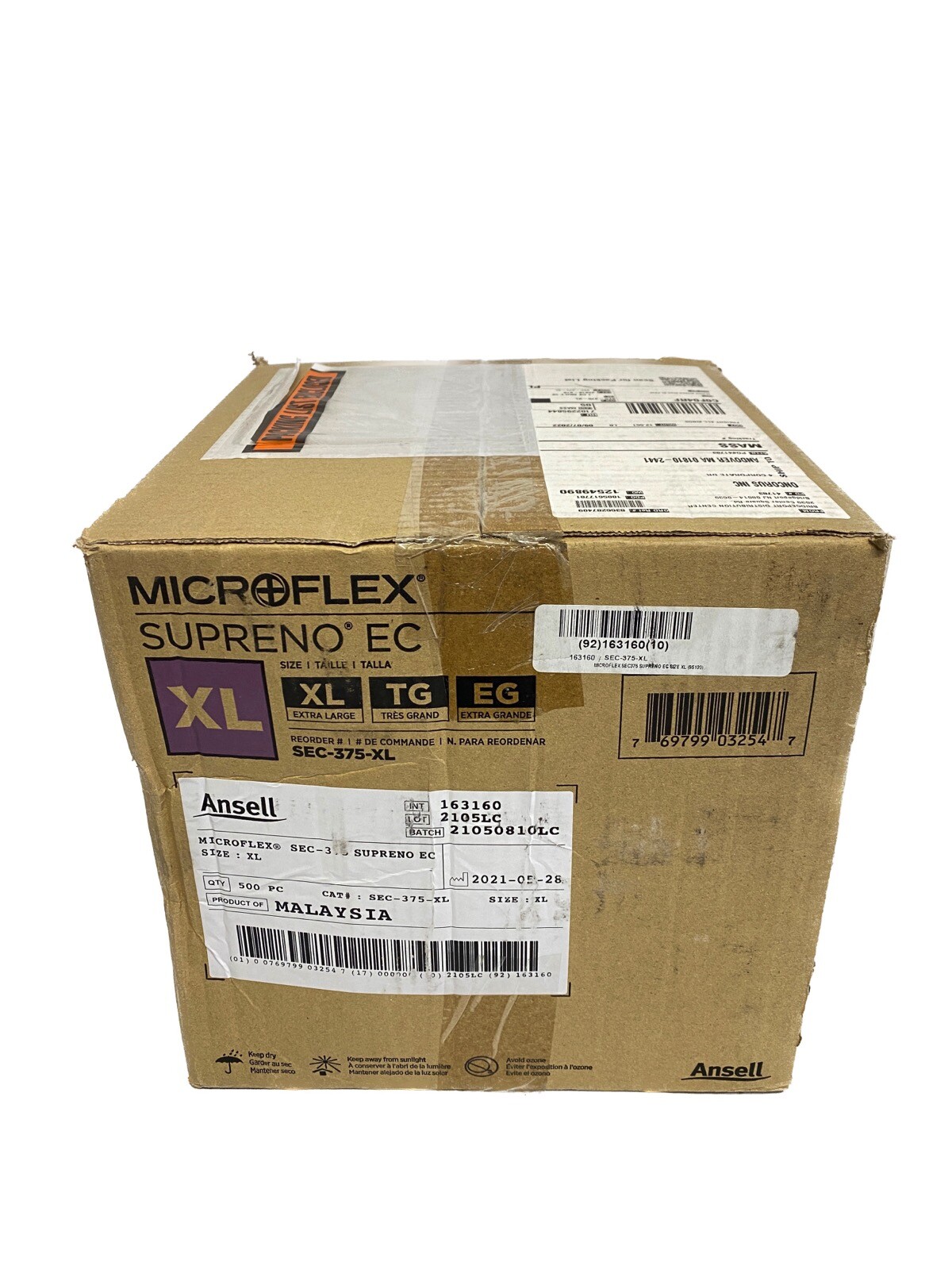 (500/Cs) ANSELL Microflex Supreno EC Nitrile Exam Gloves – XLarge – Violet Blue