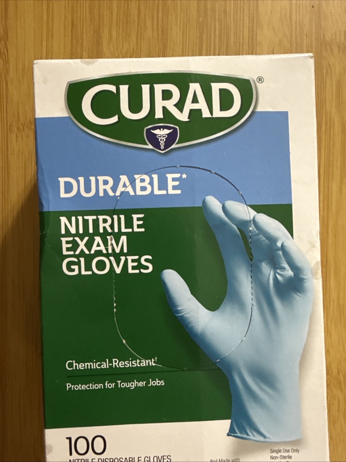 Curad Nitrile Exam Gloves, Durable, Powder Free, 1 Box (100 Count), Blue (6a)