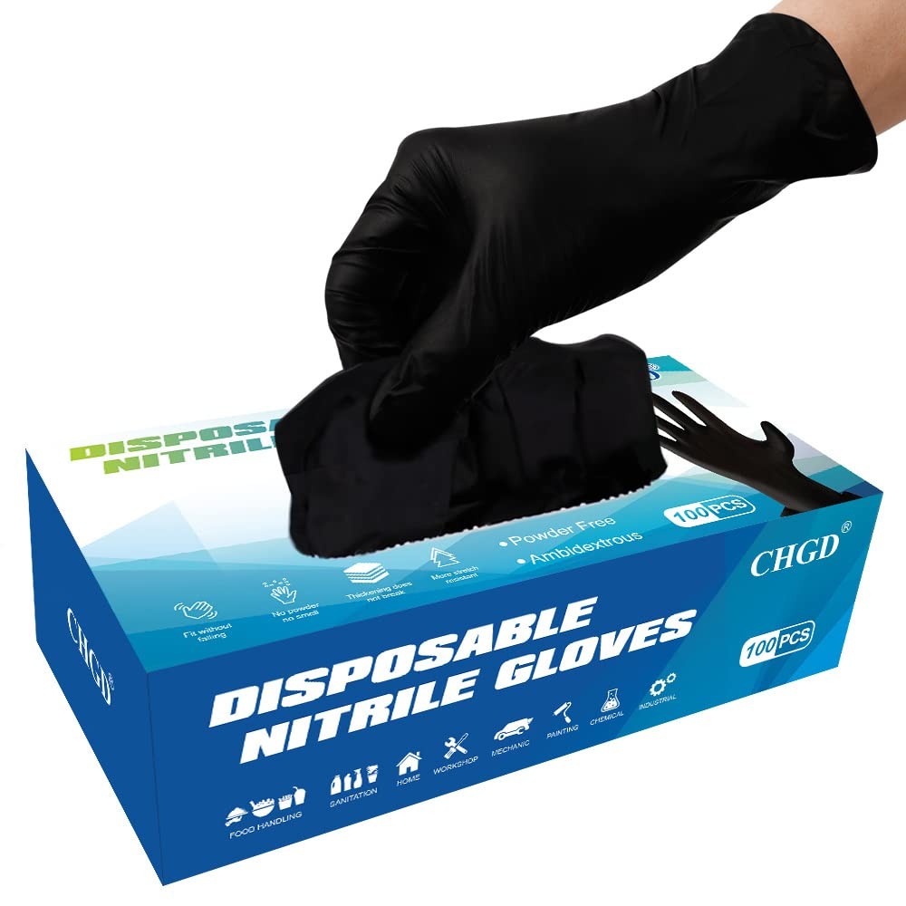 Nitrile Disposable Gloves, Black, 100 Count, 6mil, Latex Free, X~Large