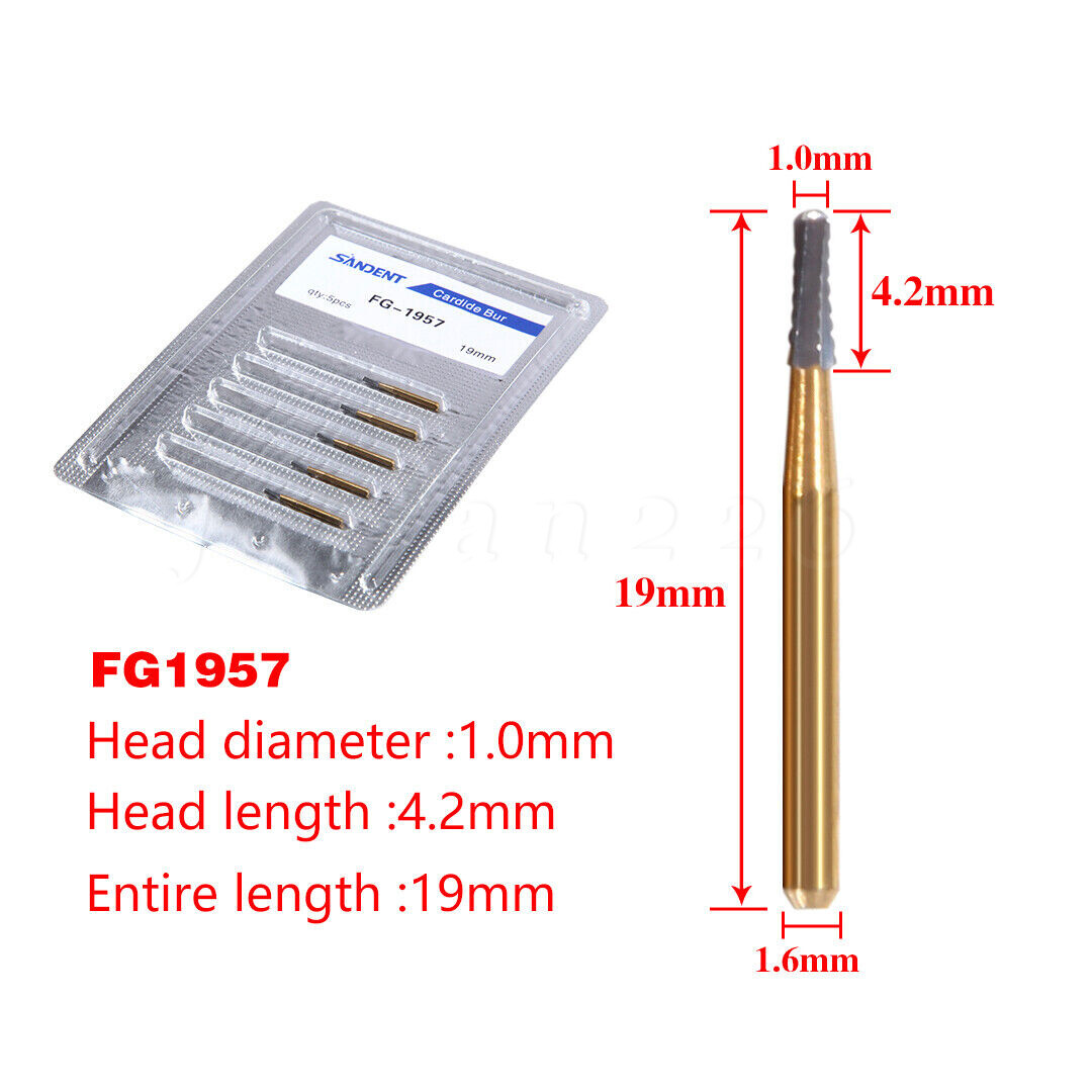 Dental Tungsten Carbide Bur FG 1957 1958 Crown Metal Cutting for High Speed