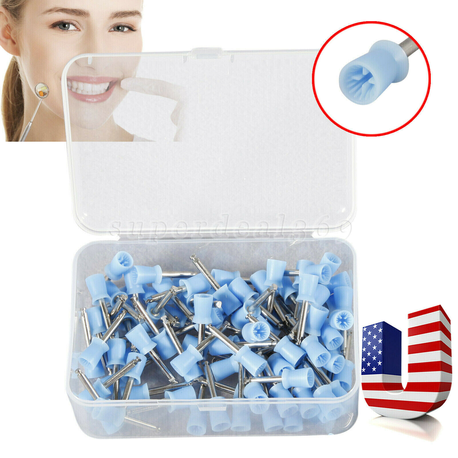 100-1000*Dental Latch Tooth Prophy Polishing Cups Polish Blue/White/Green Pr