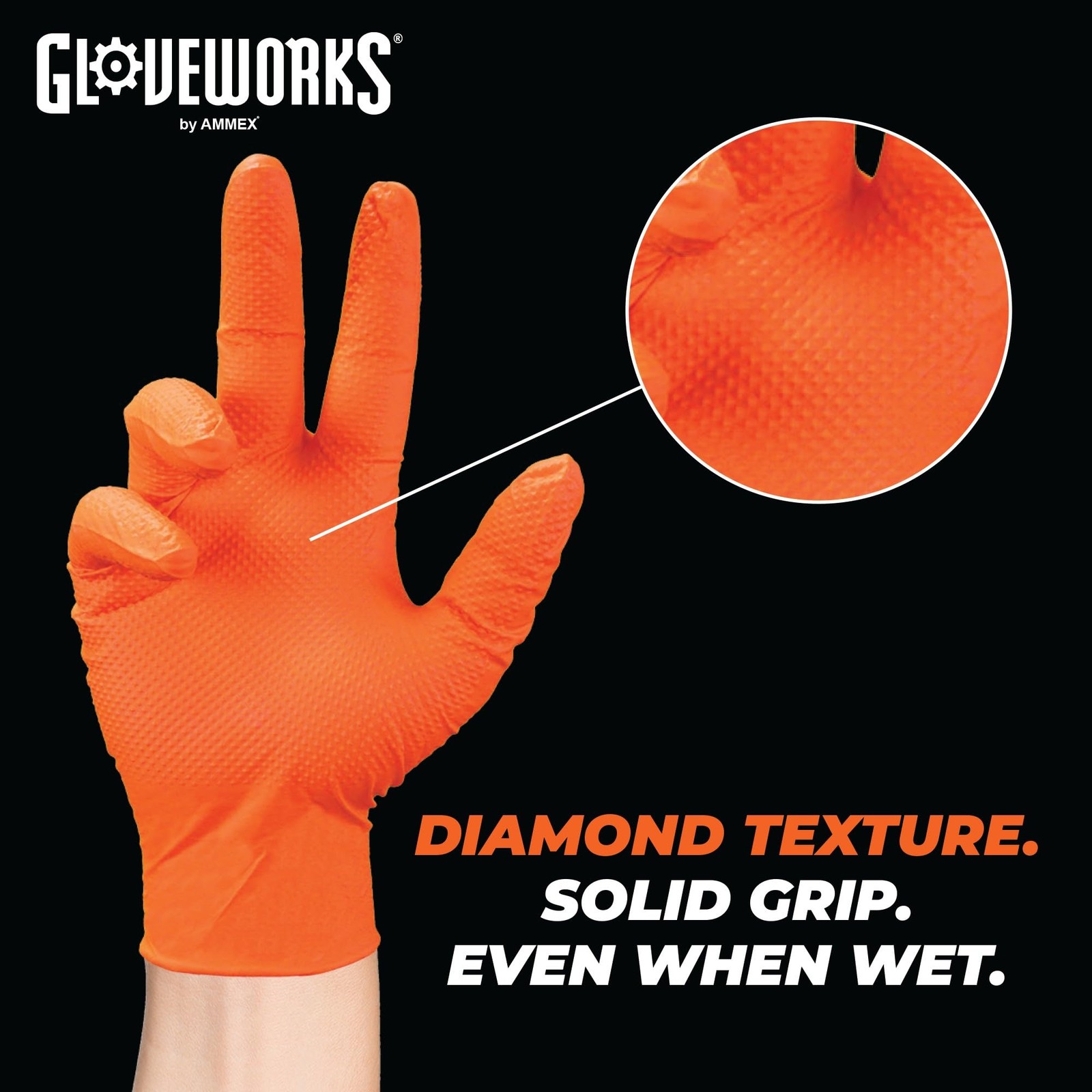 8 Mil Orange Nitrile Disposable Gloves Heavy Duty Mechanic Automotive Industrial