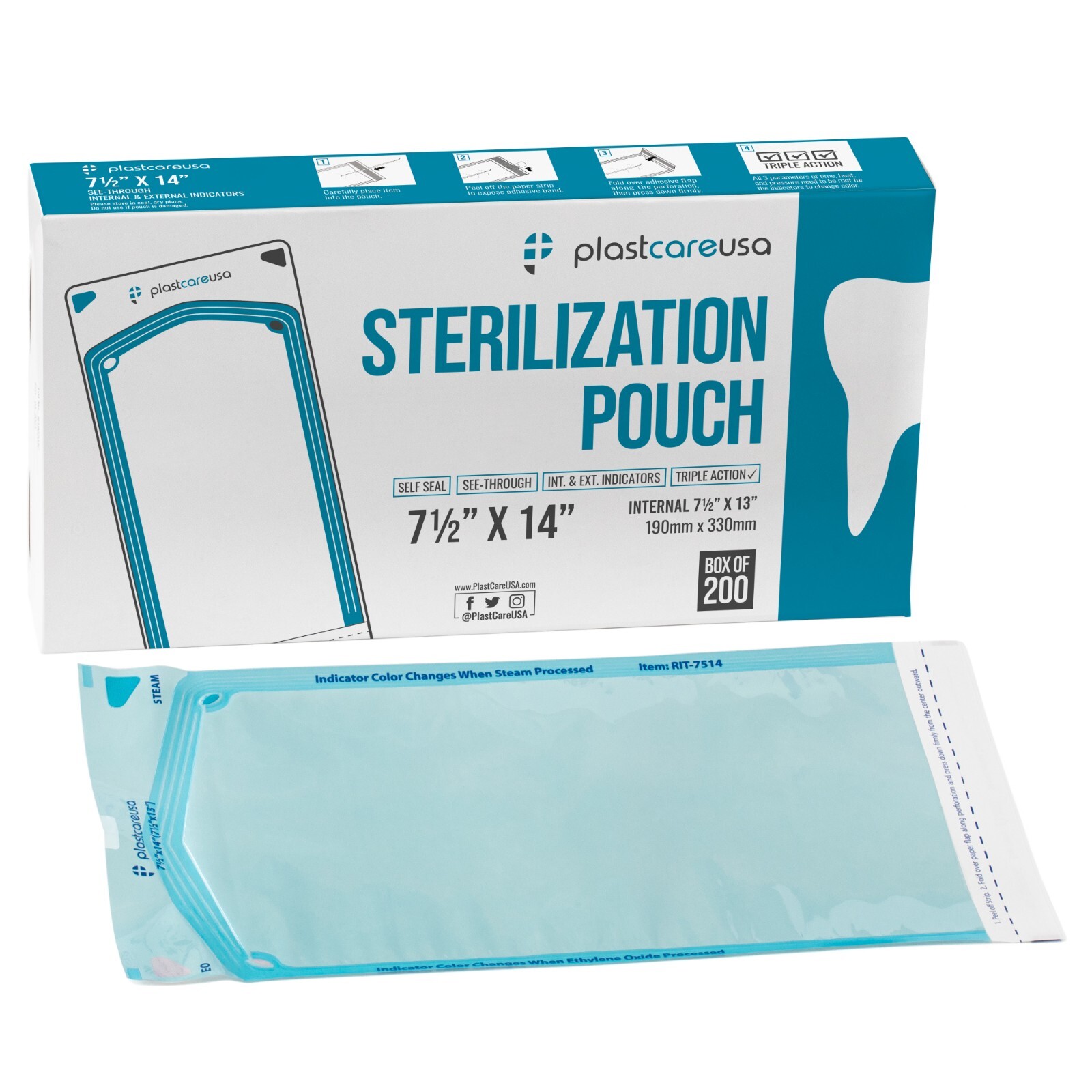 2,000 7.5″ x 13″ Self-Sealing Sterilization Pouches for Autoclave (10 Boxes)