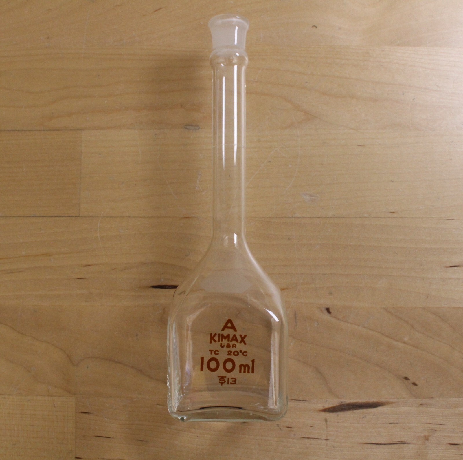 Vintage Kimble Kimax Class A 100mL Glass Volumetric Flask Glass