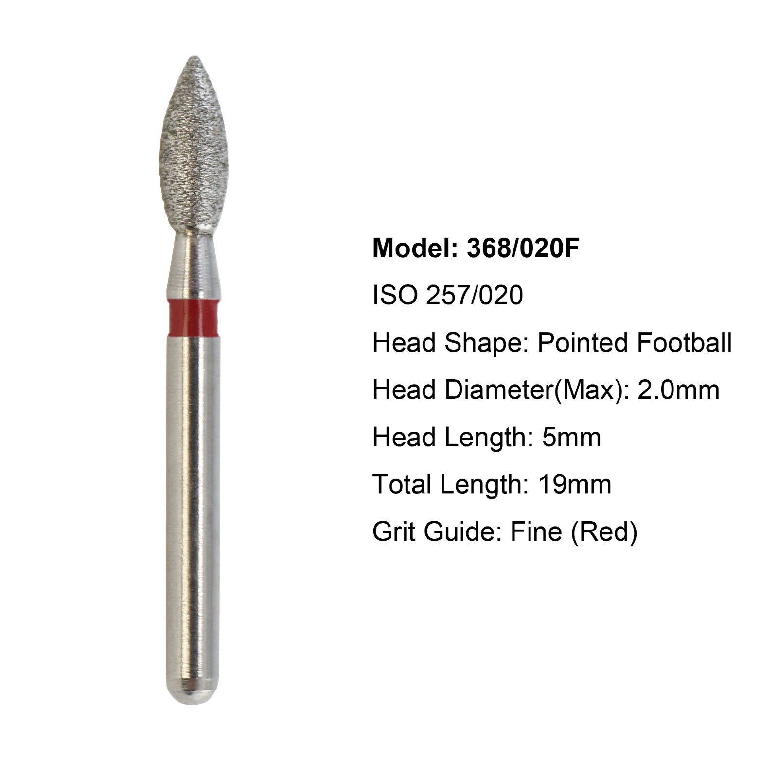 Dental Pointed Football Diamond Bur FG 368 Burs Fine Coarse Burr Friction Grip