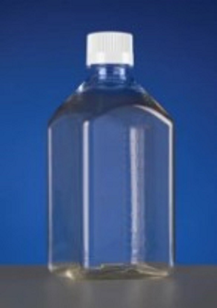 1000ml Sqaure shape PET Media Bottles, Sterile, 4/Pack, 12/Case