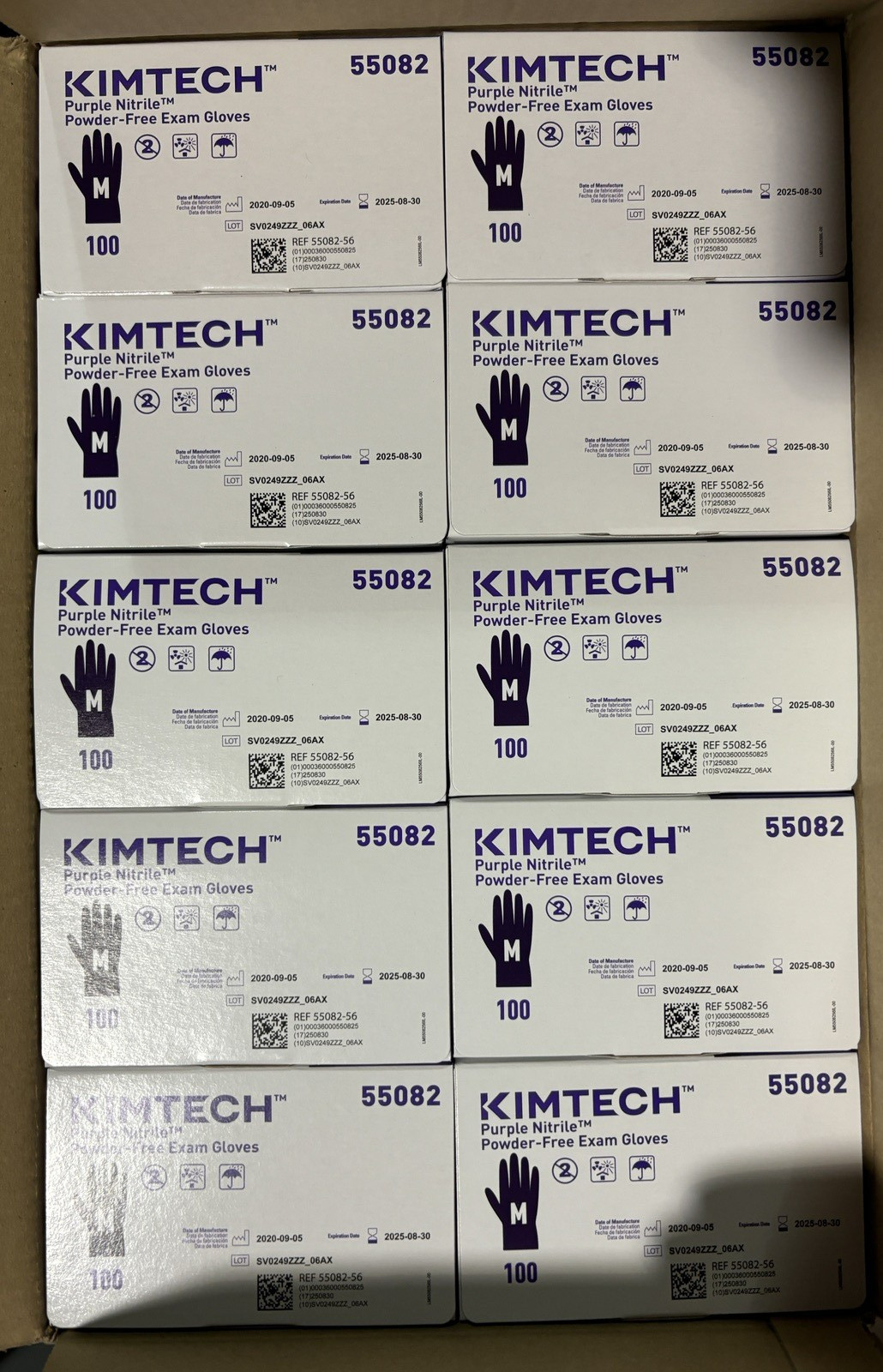 Kimtech 55082 Medium Purple Nitrile Powder-Free Exam Gloves Box of 1000 Gloves