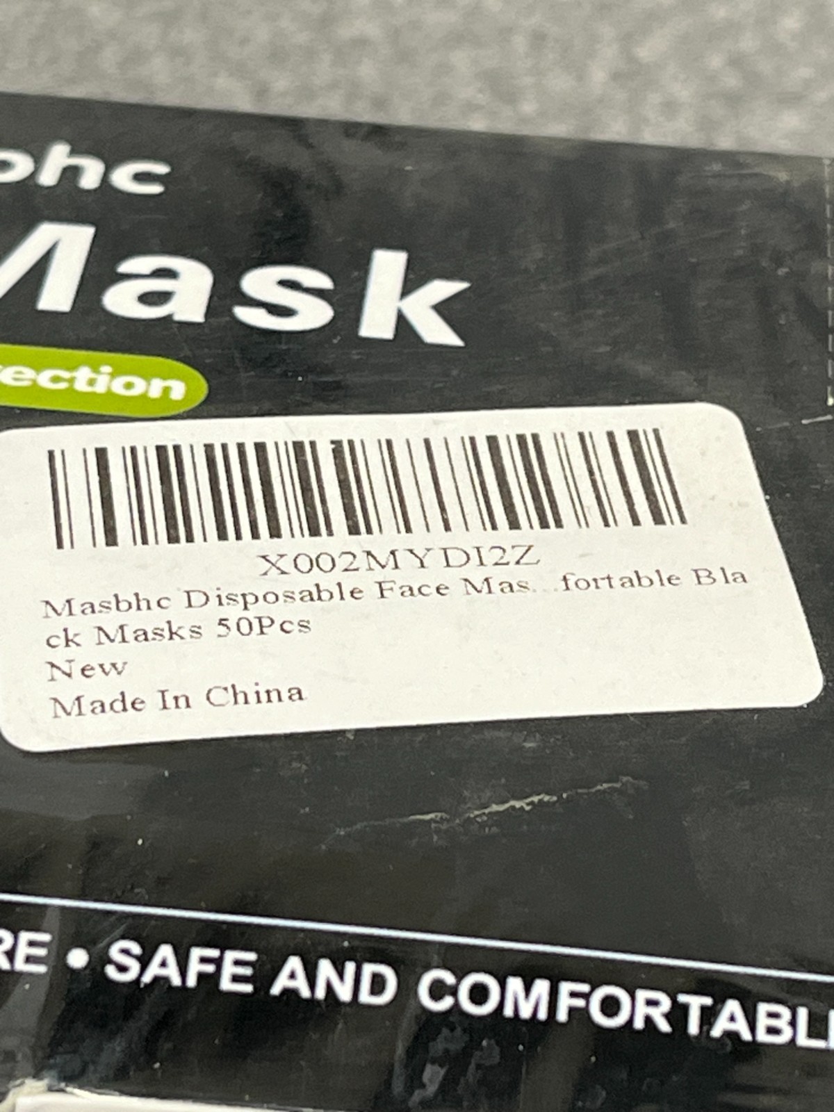50pcs Black Masbhc Face Mask DISPOSABLE FACE MASK 3 Layers of Protection