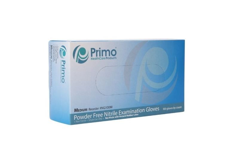 Primo Nitrile Exam Gloves X-Small 100/Bx Powder Free Medical/Dental Grade Purple