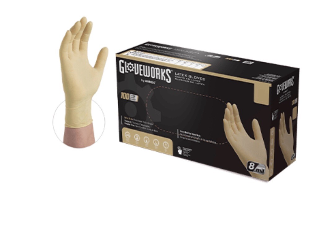 Gloveworks Ivory Latex PF Ind Gloves – 6 mil – Case of 1000