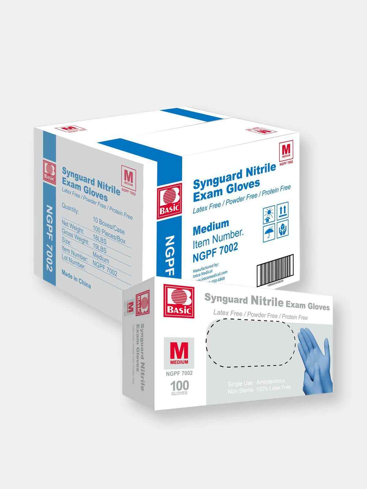 Synguard Nitrile Exam Gloves Powder-Free Blue medium (10x 100/Bx)