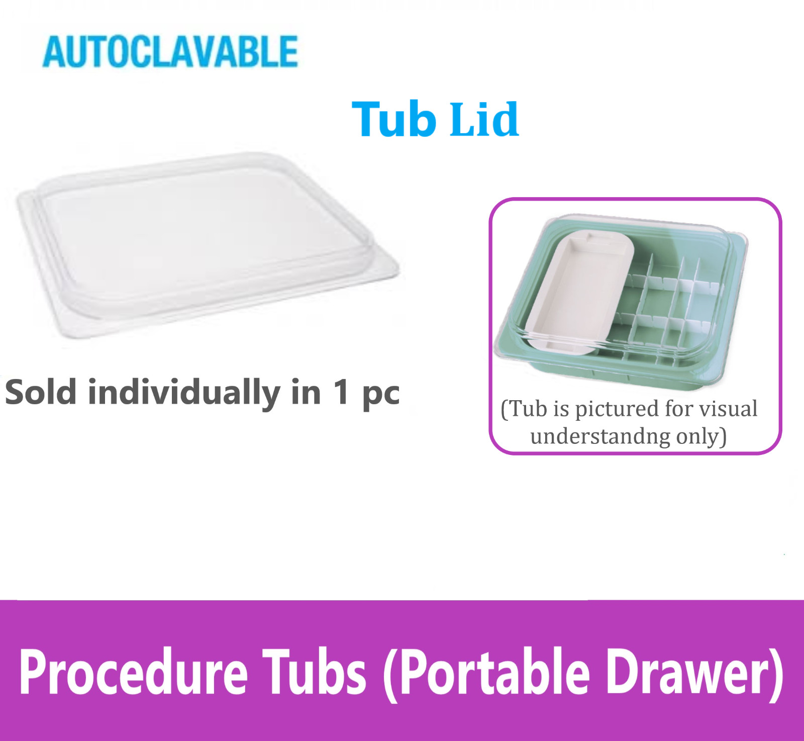 Dental Medical Operation Tub, Tray Accesories, Dental Tub Rack, Autoclavable