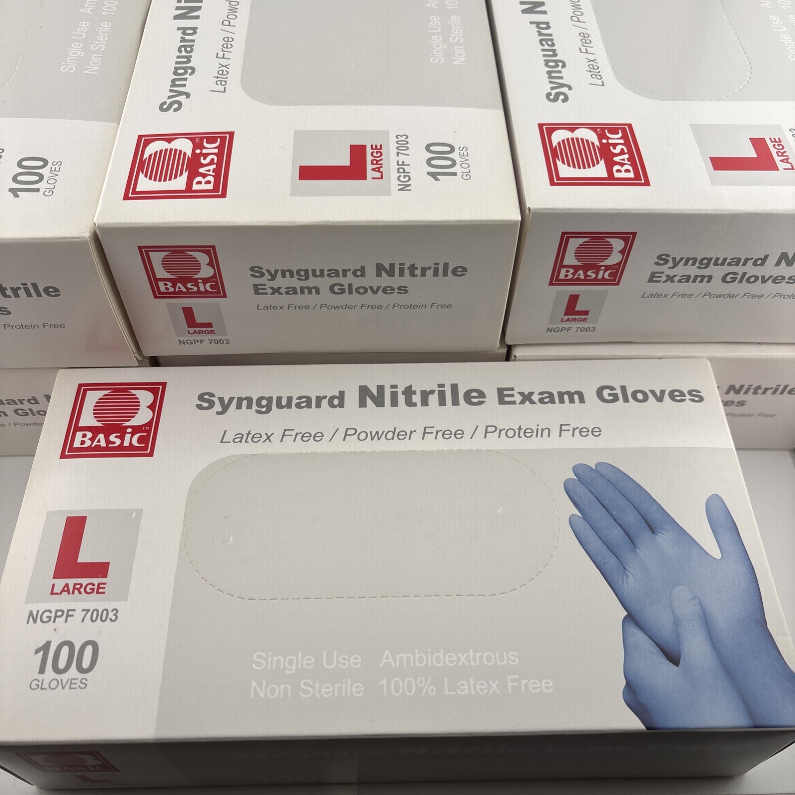 Synguard Nitrile Exam Gloves Powder-Free Blue large (7x 100/Bx)
