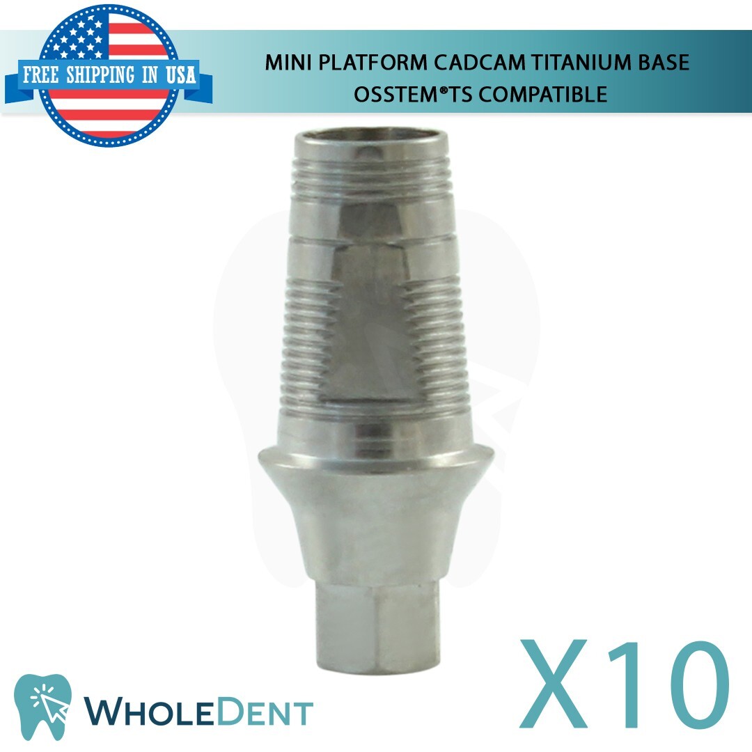 10X Mini CAD/CAM Titanium Base Dental Osstem® TS Hiossen® ET Compatible Hex