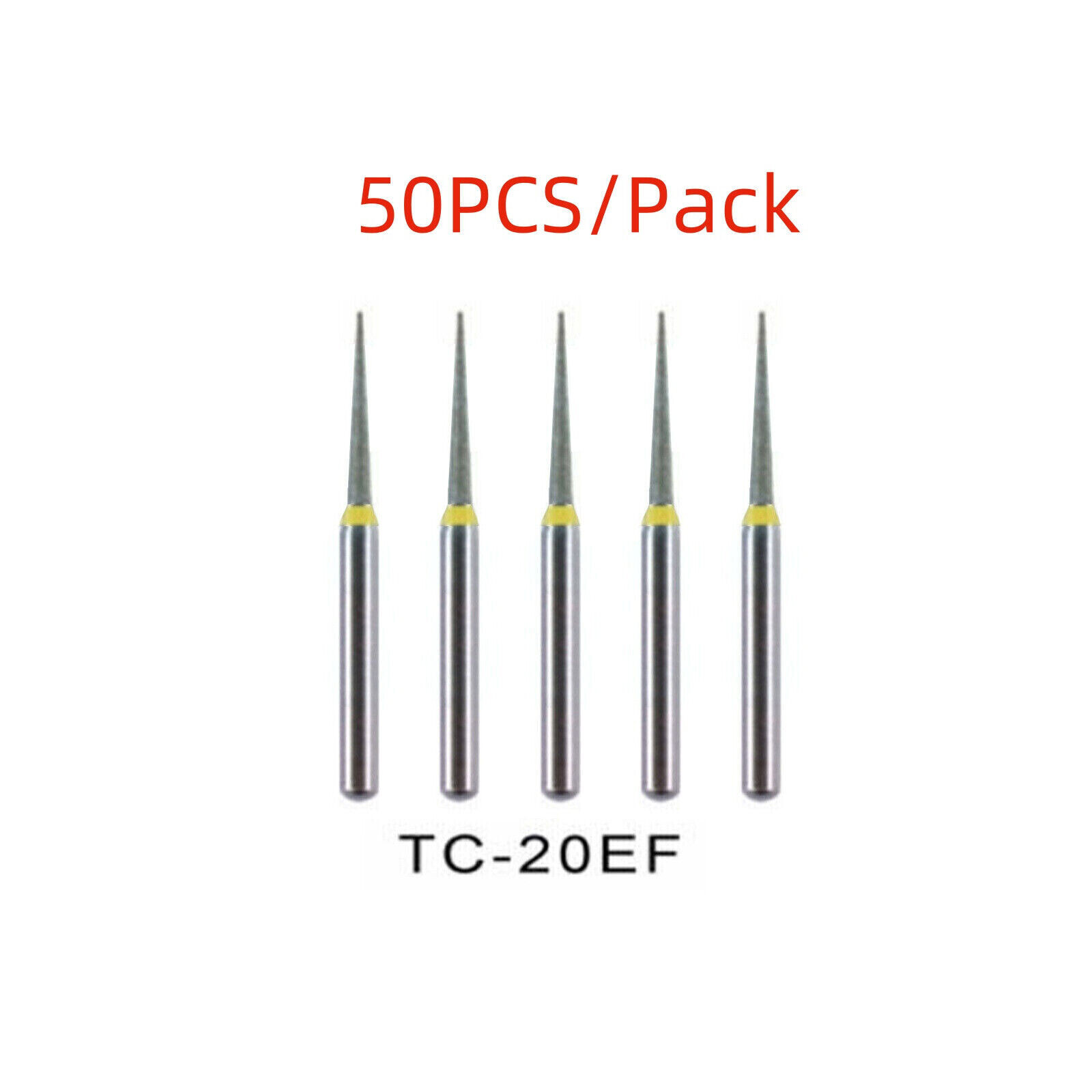 50 Pcs/Pack Dental High Speed Diamond Burs FG Needle Extra Taper Grit TC-20EF