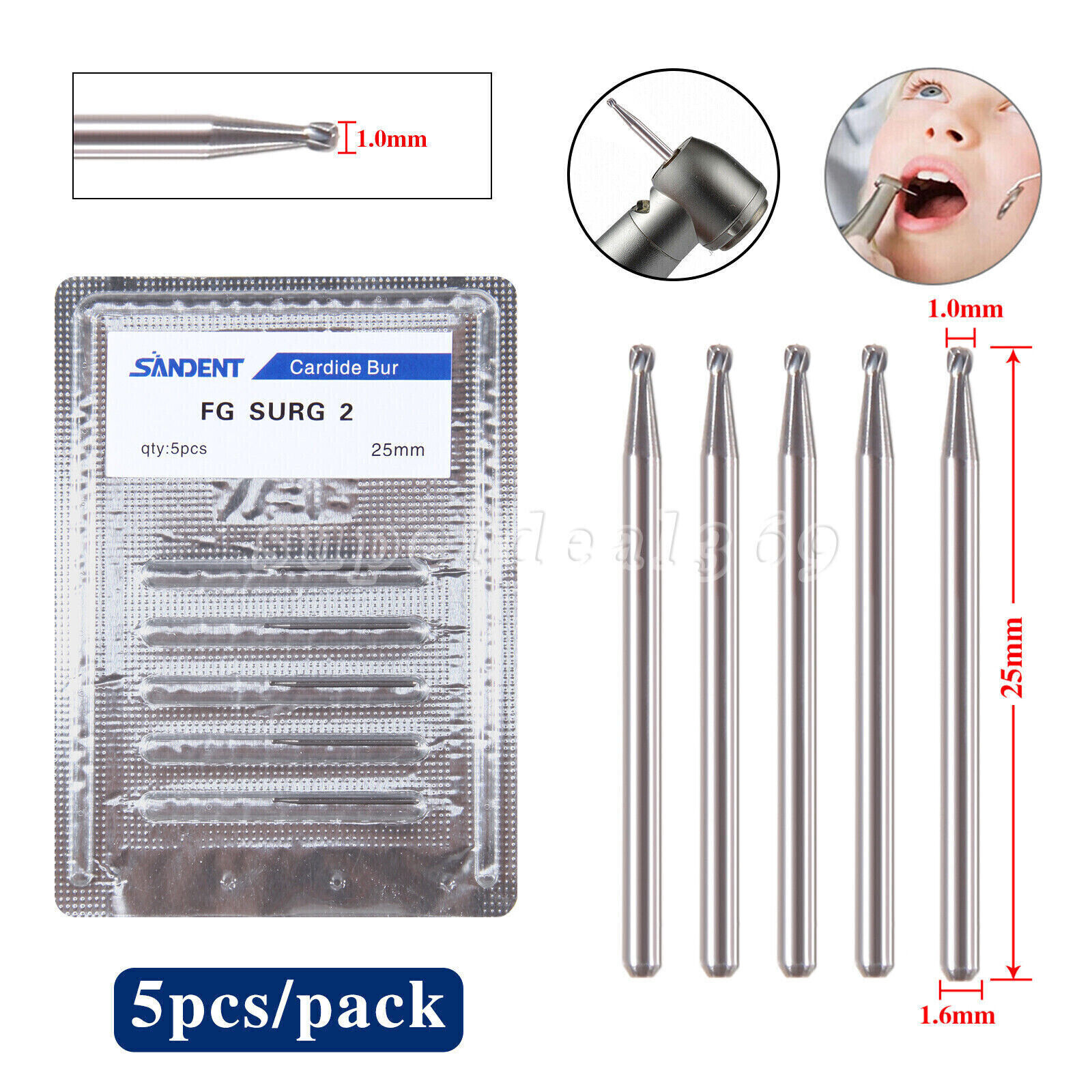 Dental Surgical Burs FG SURG 330 556 557L 558 2 3 4 25mm Pear Fissure Round DL