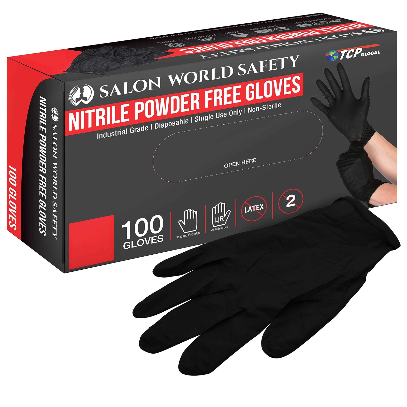 Black Nitrile Disposable Gloves, Box of 100, Size X-Large, 5.0 Mil – Latex Fr…