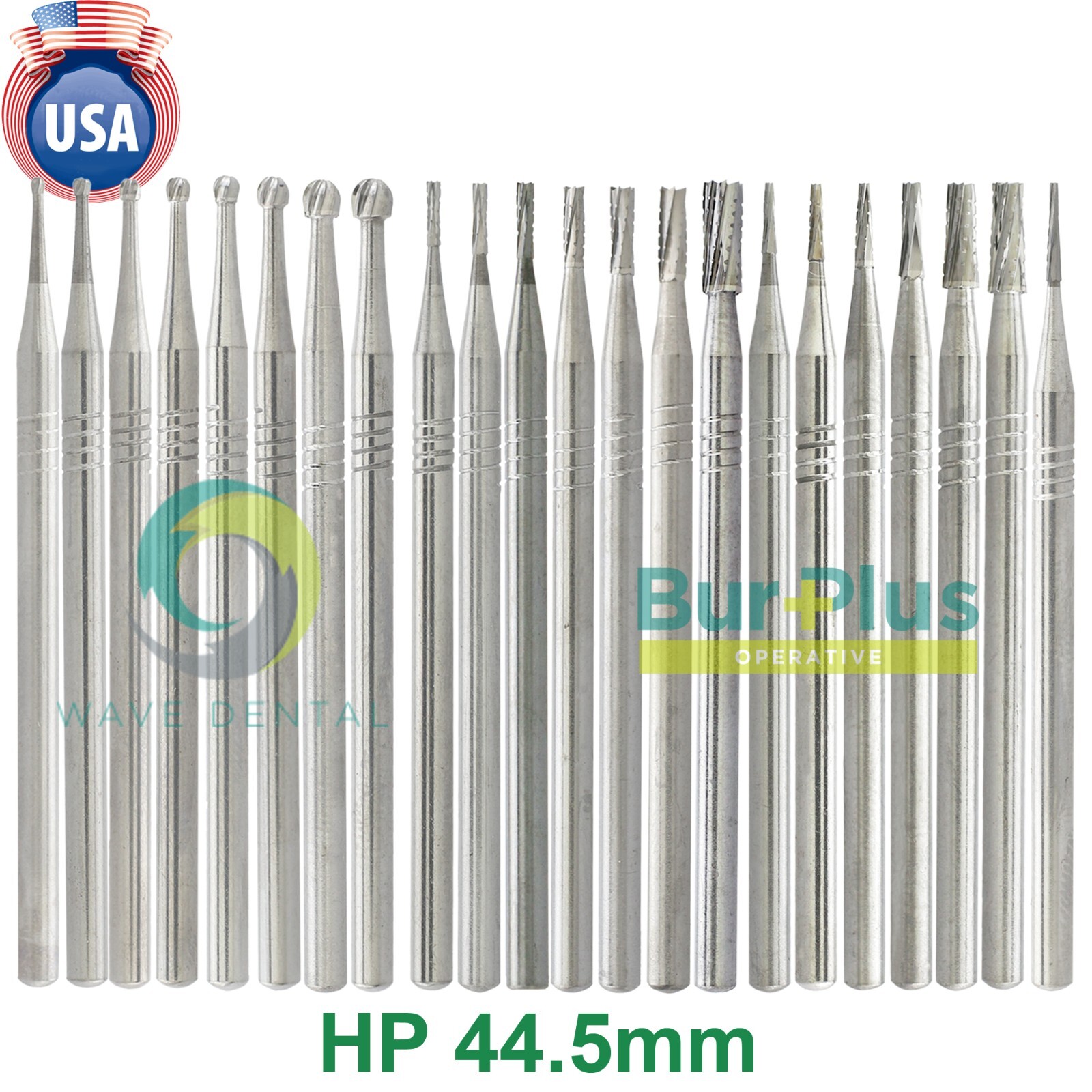 Wave Dental Straight Handpiece Bur Tungsten Carbide HP Round Taper Fissure PRIMA