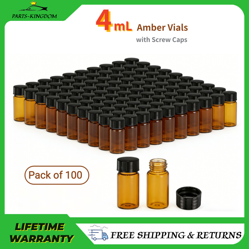 100pcs 4ml Glass Vials Amber with Screw Caps Sample Vials Liquid Vials Lab Vials