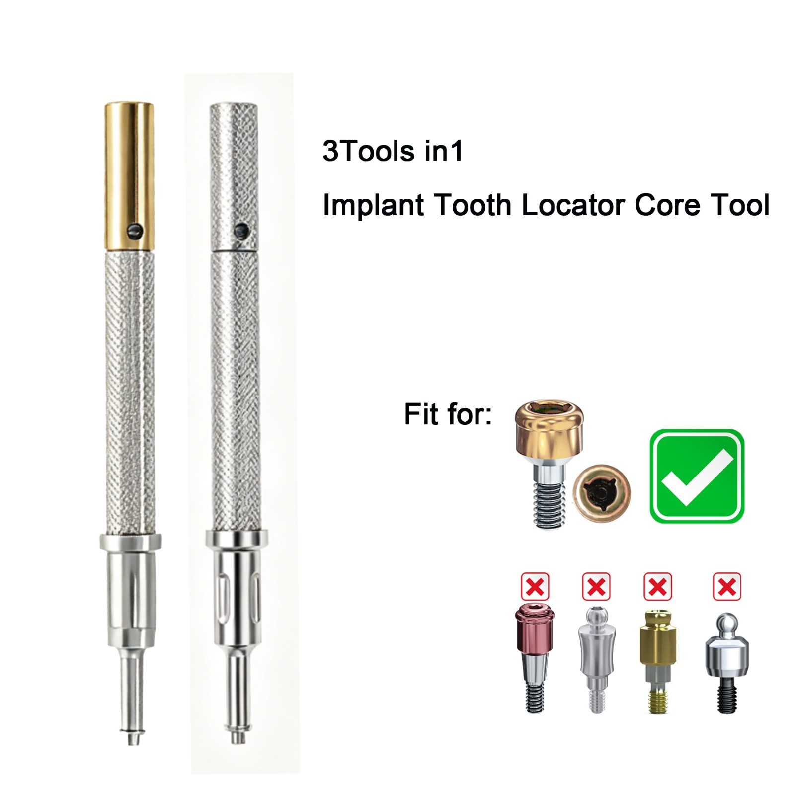 Dental Overdenture Locator Retention Caps Kit Tool & Novaloc Inserts Kit Tool