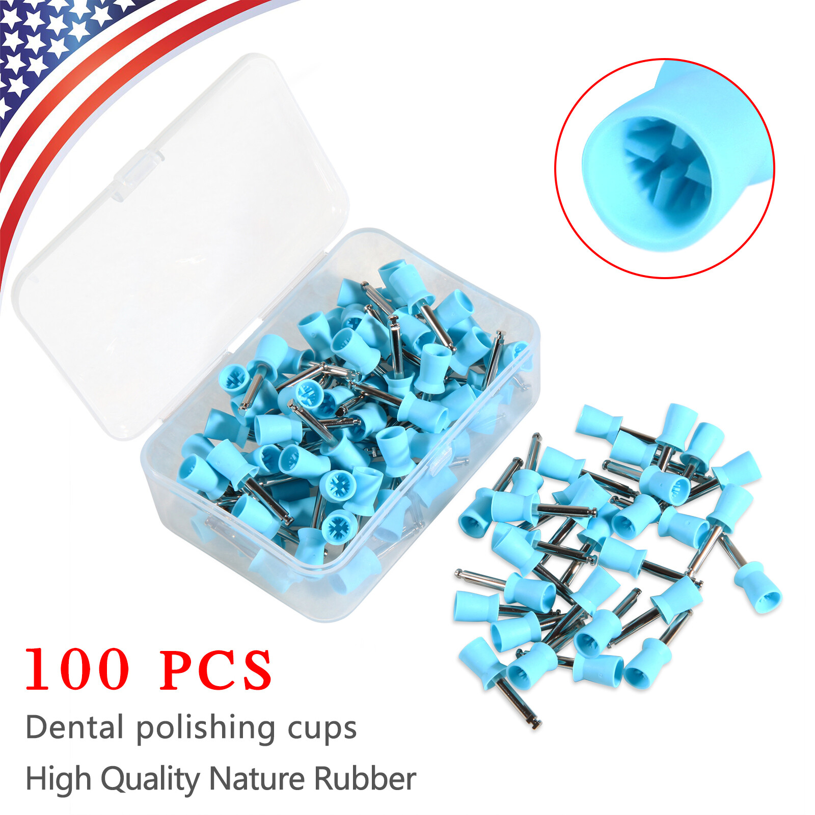 100X Dental Prophy Polishing Cups Latch Brushes for Contra Angle Handpiece MT