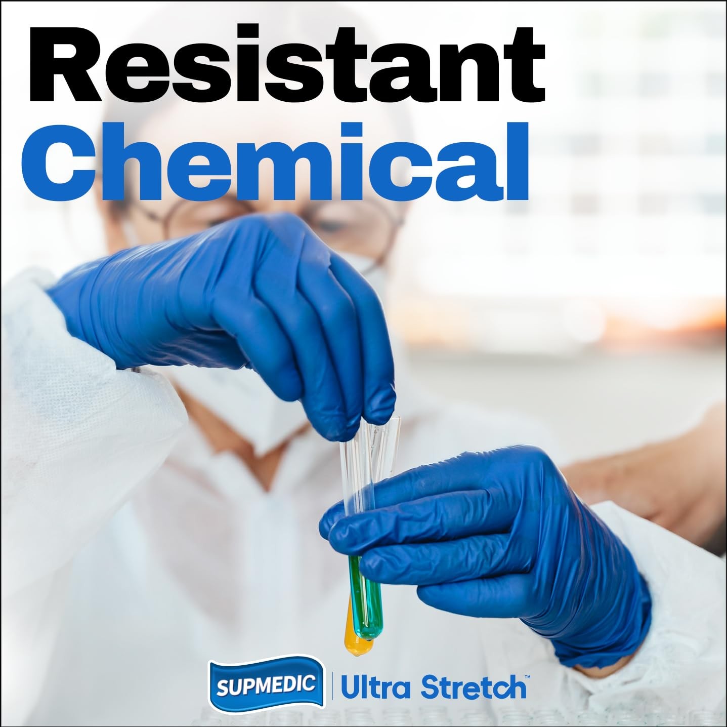 Supmedic Blue Nitrile Exam Gloves, 5 mil Powder-Free Chemo-Rated Food Safe
