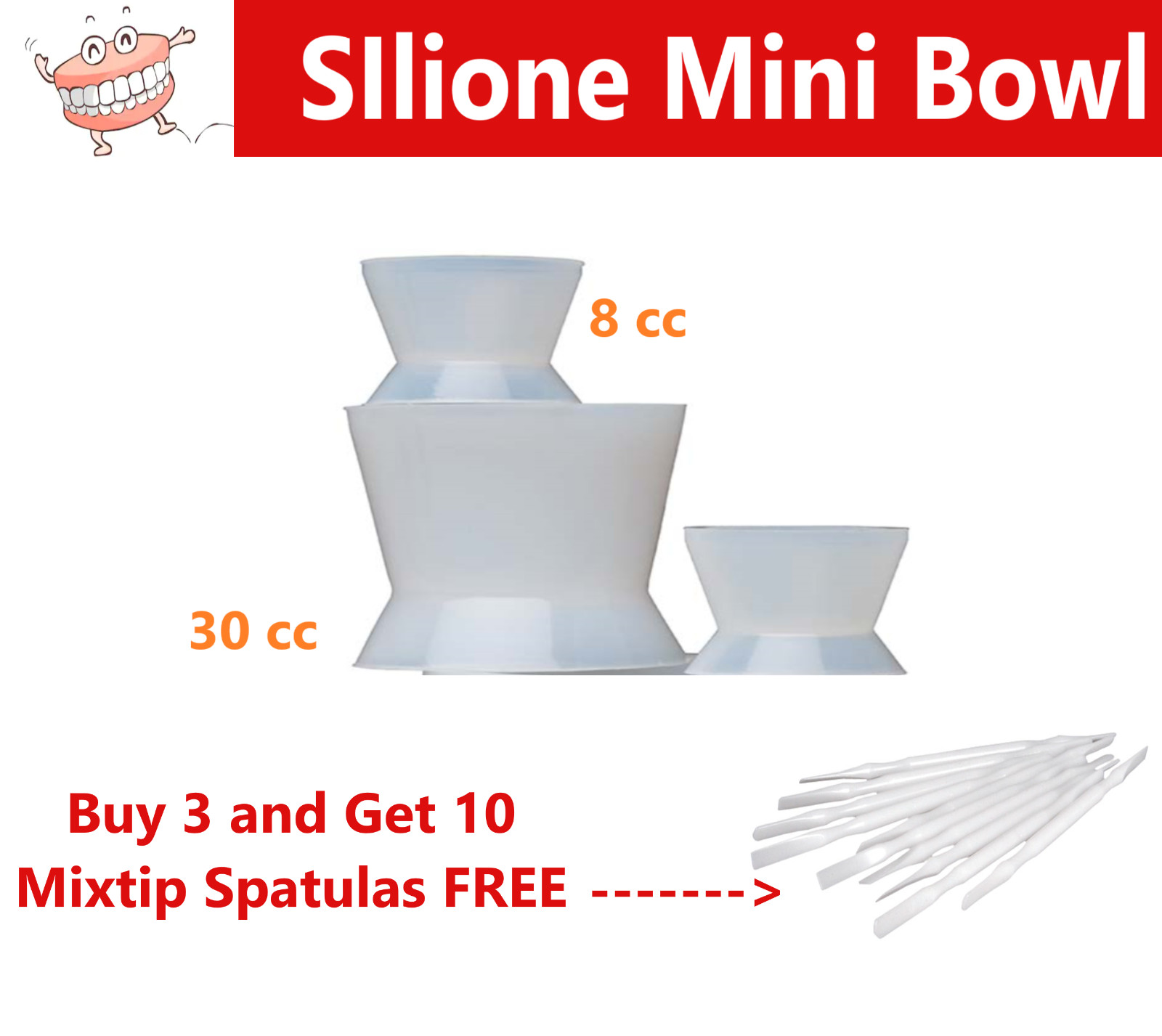 Dental Lab Silicone Mini Mixing Bowls for Acrylic, Small- 8cc or Medium – 30cc