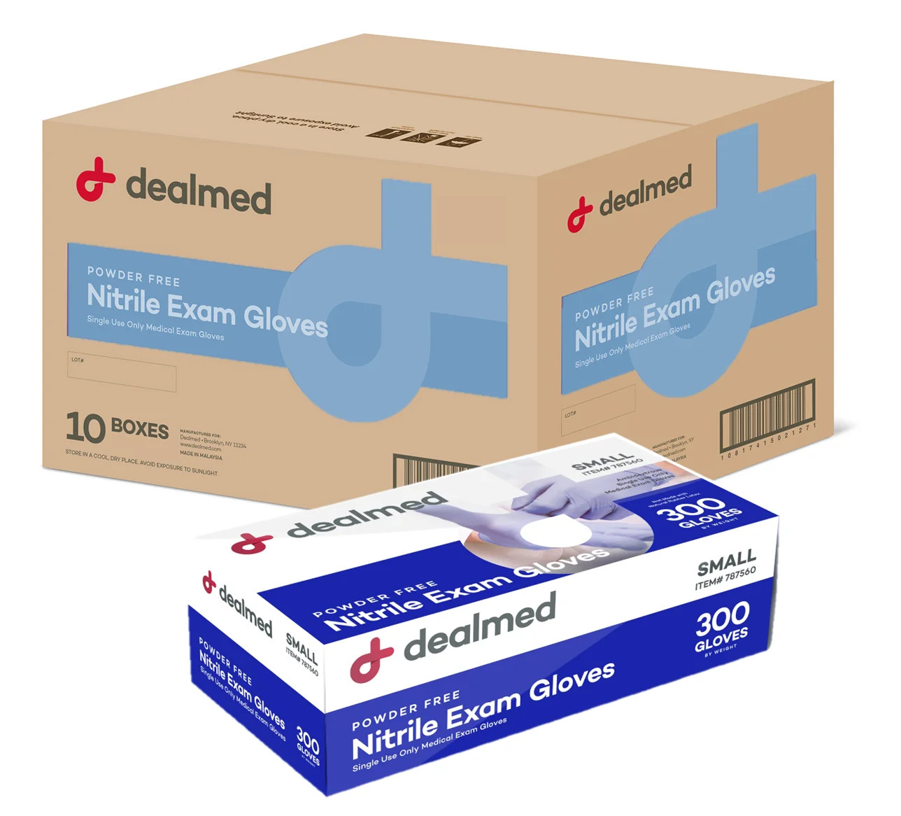 Dealmed Nitrile Medical Exam Gloves, 3.0 mm, Latex Free, (Small, 300 ct.)