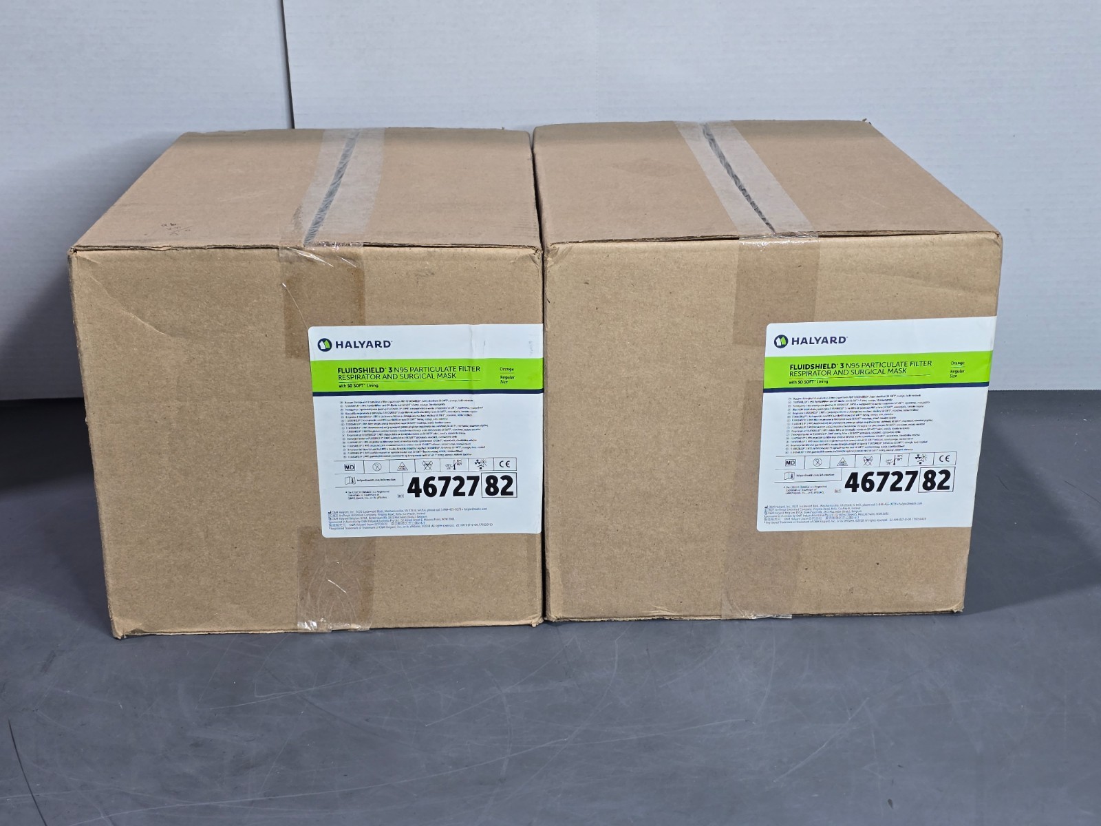 Lot of 2 Cases New in Box Halyard 46727 82 N95 Orange Regular Size 410 Masks