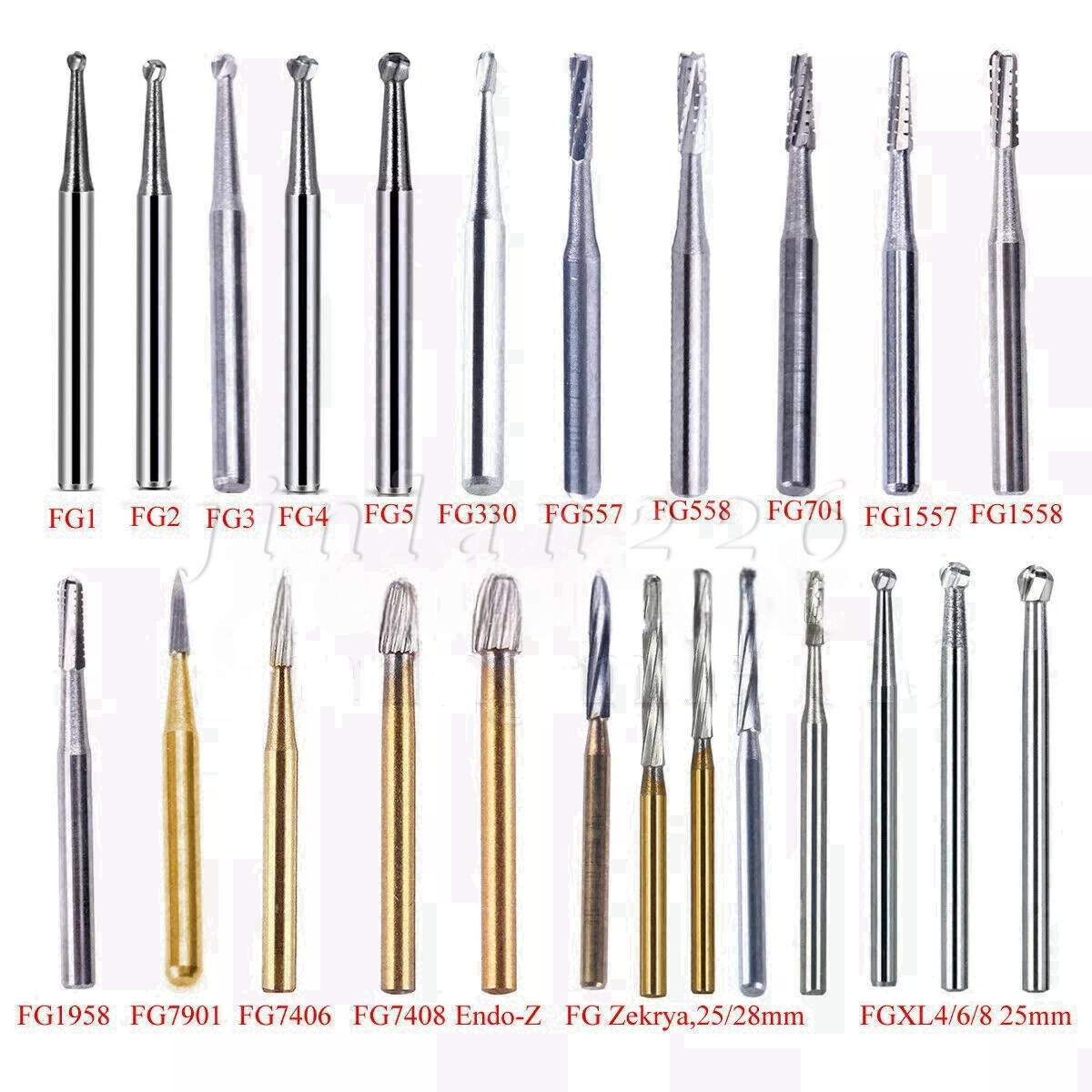 Dental Tungsten Carbide Burs Trimming & Finishing &Polishing FG Round High Speed