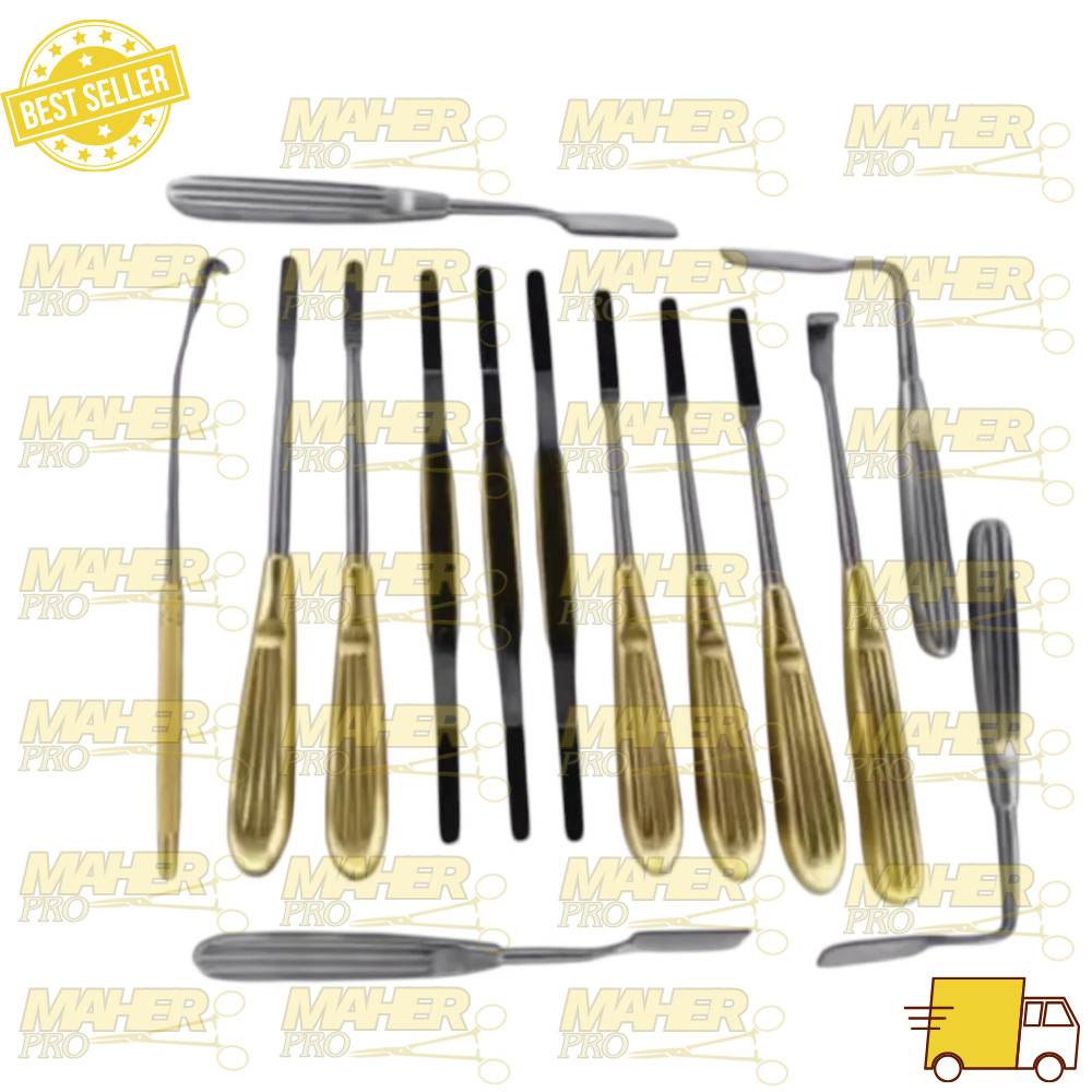 Plastic Surgery Face Lift Endoscopic Brow lift Nasal Rasps Instrument Box 15 PCS
