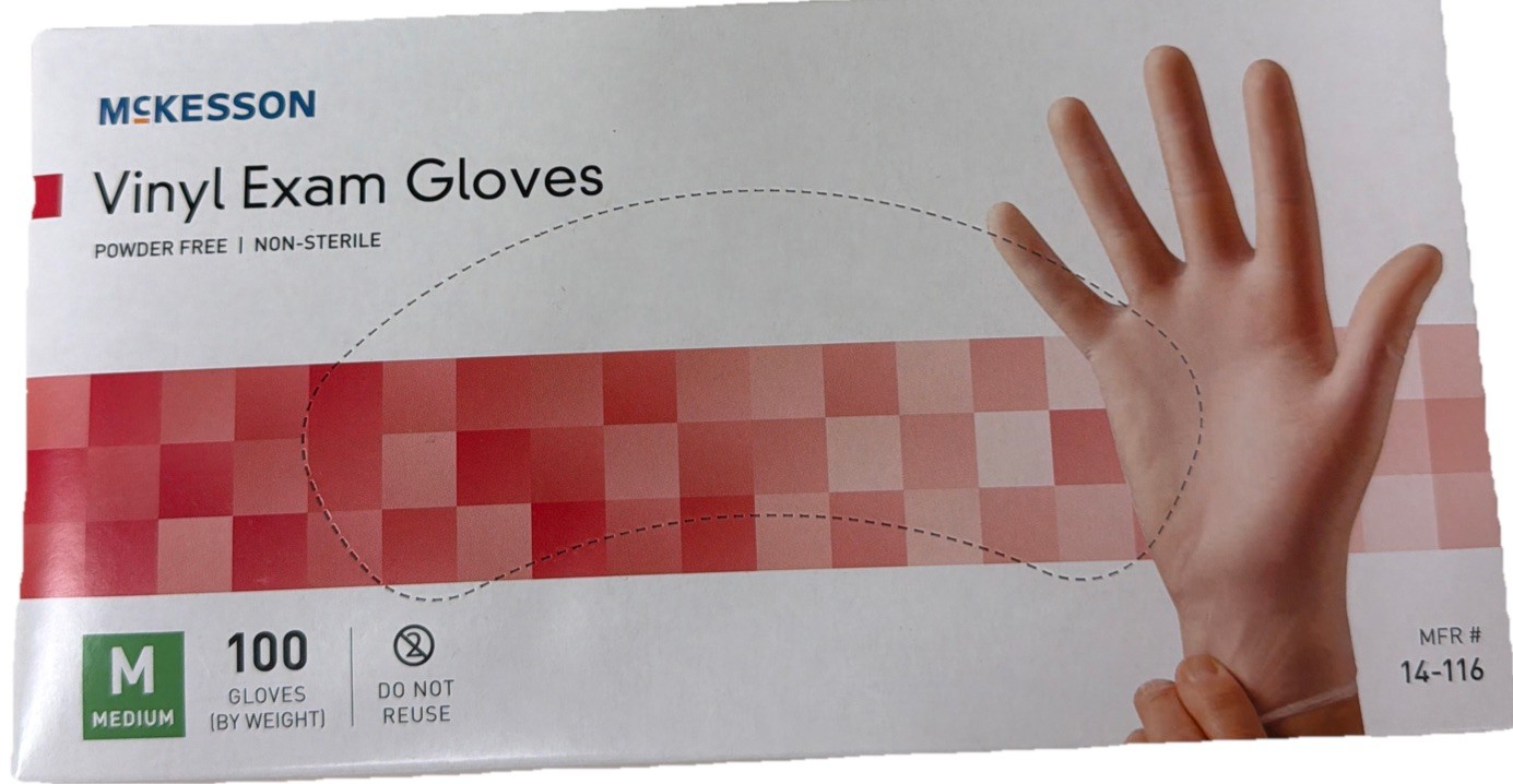 McKesson Vinyl Exam Gloves – Pack of 100, Medium