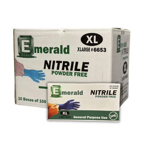 Emerald General Purpose Blue Nitrile X-Large Gloves 1000/CASE