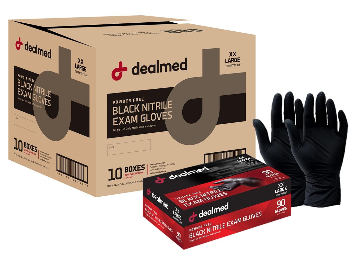1000 Count Black Nitrile Exam Gloves Powder Free Large Medical Disposable Gloves