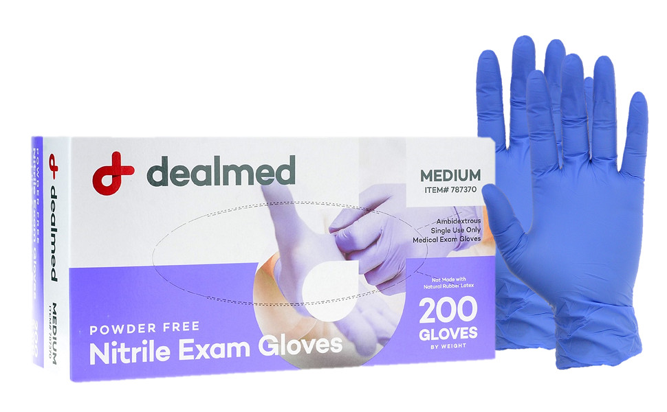 Dealmed Medical Exam Nitrile Gloves – 200 Count Large, Latex Free, Multi-Purpose