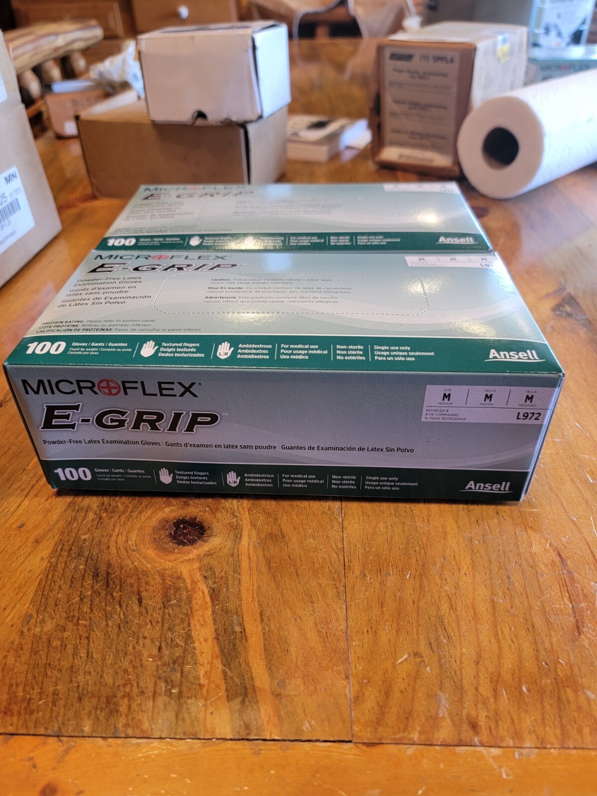Microflex L972 E-Grip L97 Natural Latex Gloves, Medium 2pk