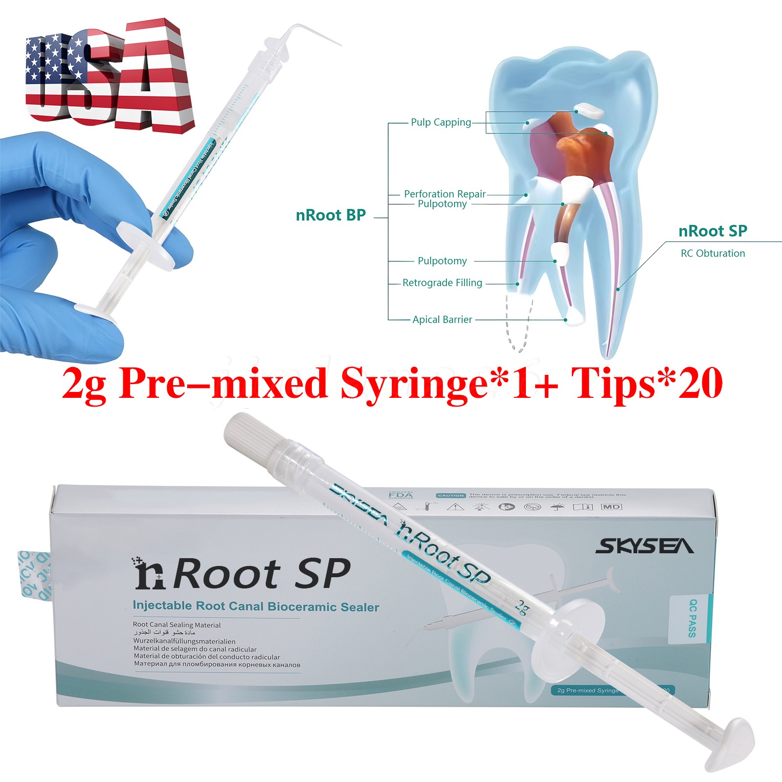 2g SP Dental Injectable Root Canal Bioceramic Sealer Endodontic Sealing Filling