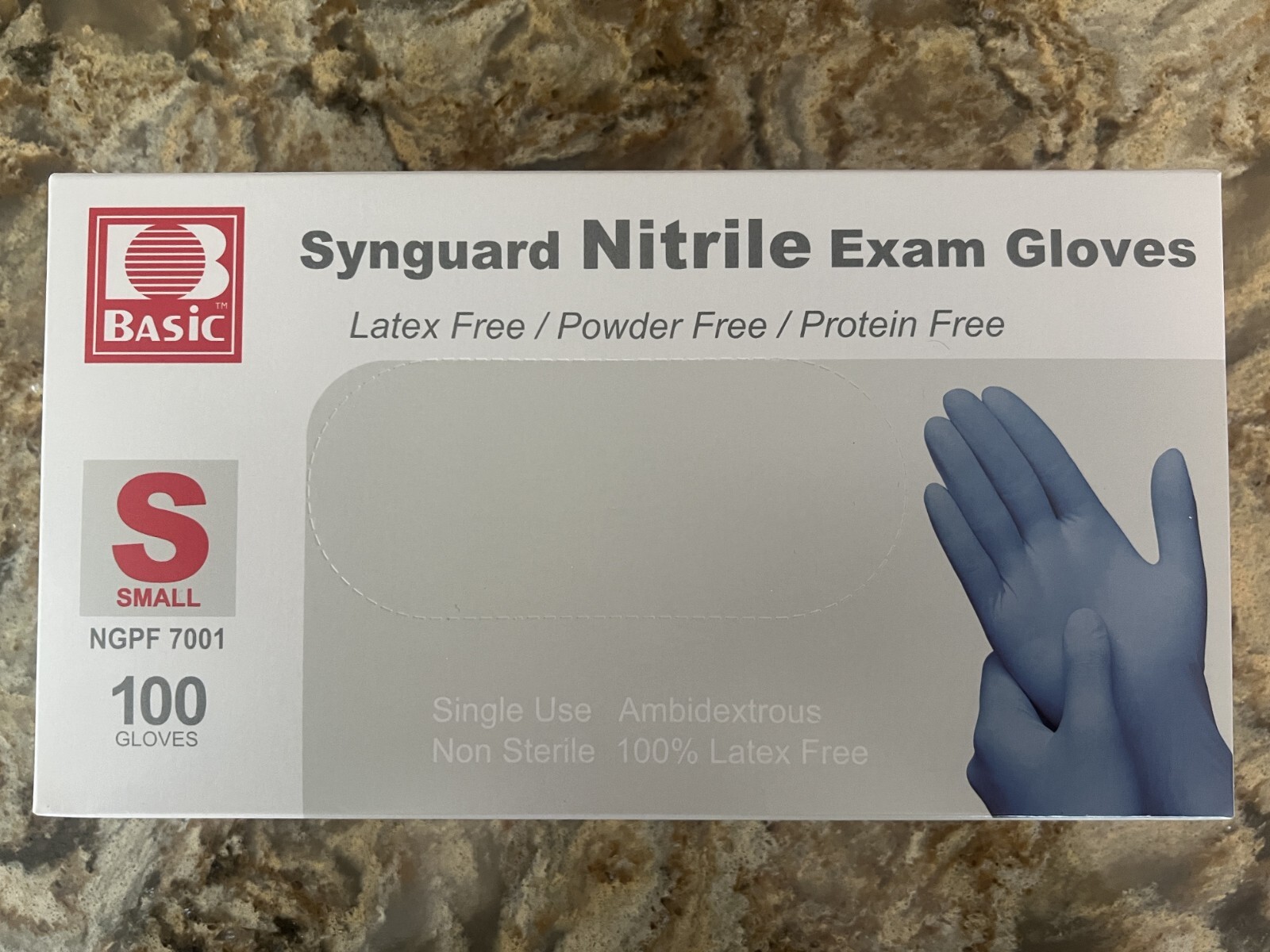Basic Synguard Nitrile Exam Gloves NGPF 7001- Small 1 Pack of 100