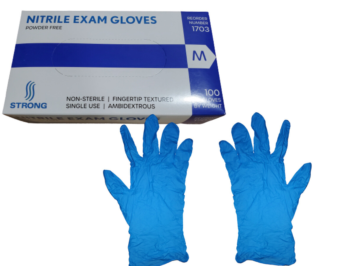 Blue Nitrile Exam Gloves Powder Free – Small/Medium/Large/XL 100/box