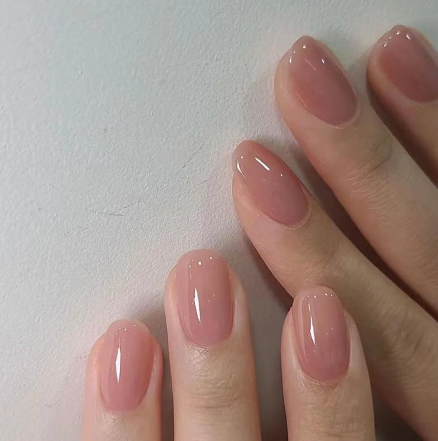 Curvlife Soft Gel Extra Short Press On Nails 30Pcs Honey Peach Pink Oval