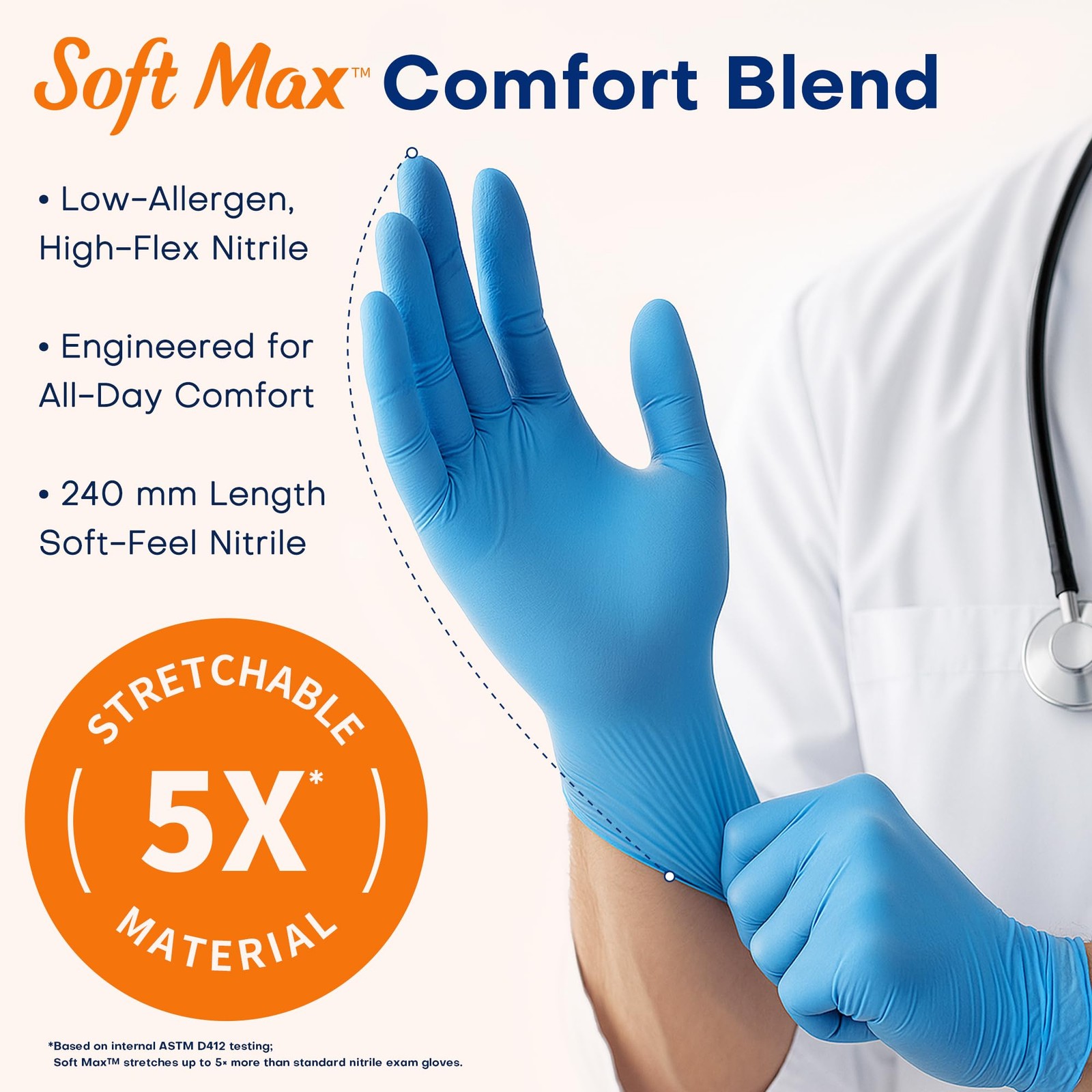 Supmedic 100 Pcs Medical Nitrile Exam Gloves Latex-Free Powder-Free Food Safe M