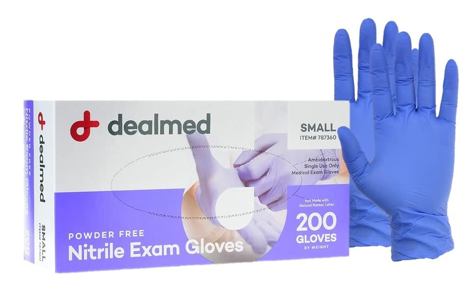 Dealmed Nitrile Exam Gloves Small (Pack of 200), Purple 1)