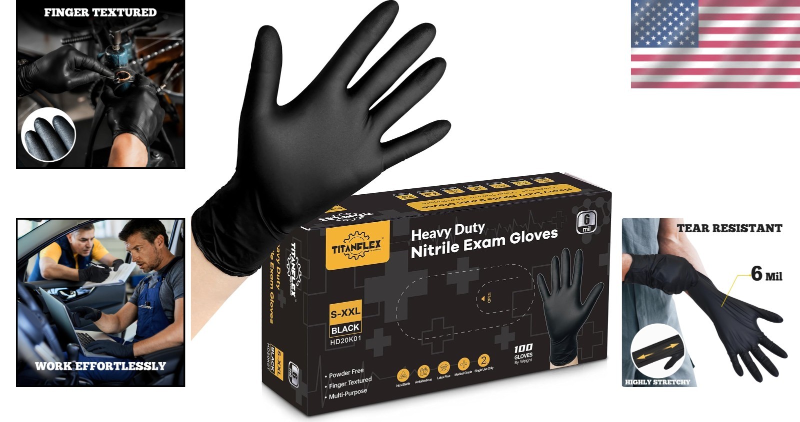 Waterproof Heavy-Duty Nitrile Gloves – 100 Count Latex-Free for Multipurpose Use